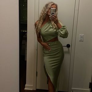 NWT Hello Molly asymmetrical green dress